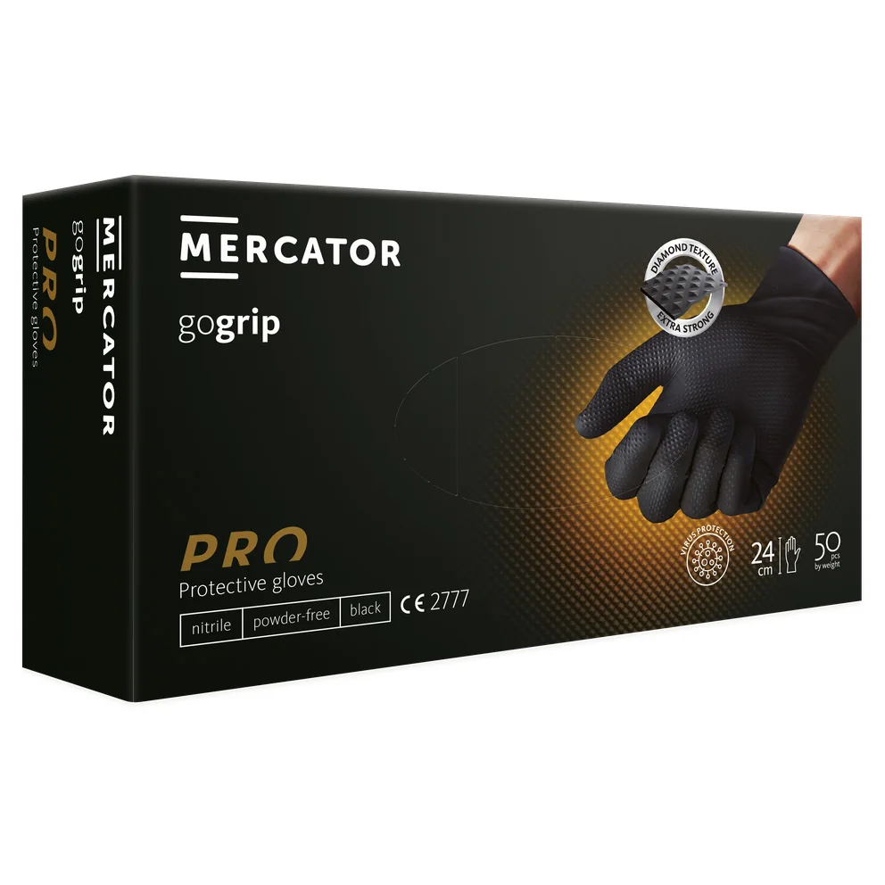 Lacuna Jednokratne nitrilne rukavice Mercator GoGrip Pro, crne